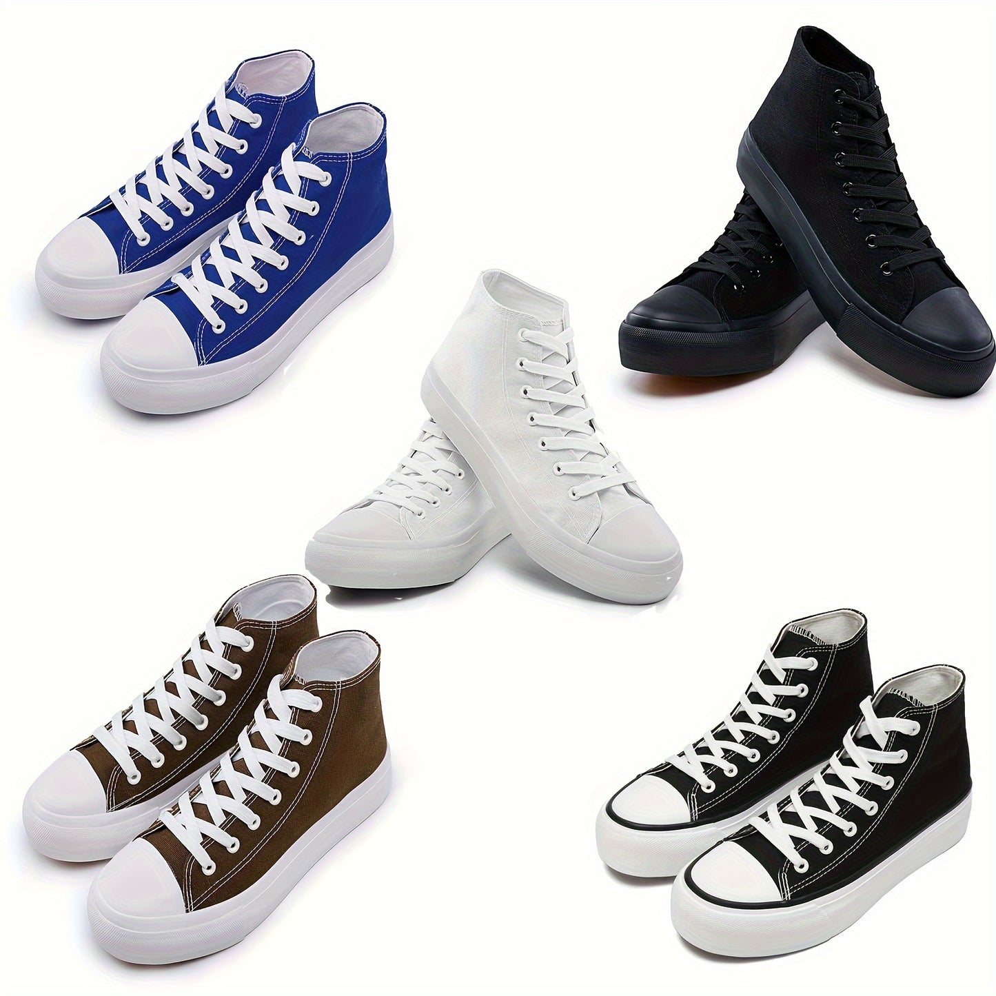 Women's Solid Color Sneakers, Casual Lace Up Outdoor Shoes, Comfortable High Top Outdoor Shoes