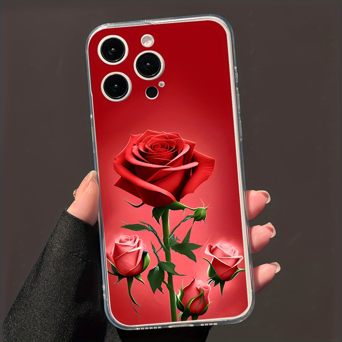 Red Rose Print Anti-Fall Mobile Phone Case for Iphone7/7P/8/8P/X/Xs/Xr/Xs Max/11/11Pro/11Pro Max/12/12 Pro/12Pro Max/Se2/Se3/13/13Pro/13Pro Max/14/14/Plus/14Pro/14Pro Max Valentine'S Day/Easter/Boyfriend/Girlfriend Multi-Seri