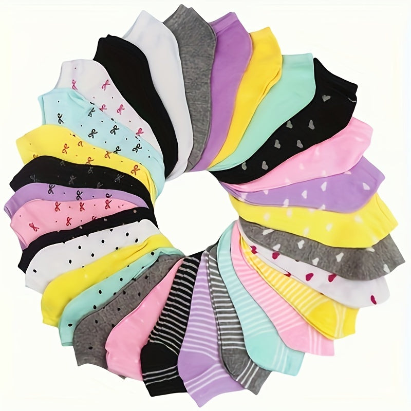 20 Pairs Candy Color Socks, Casual & Breathable Low Cut Ankle Socks, Women's Stockings & Hosiery