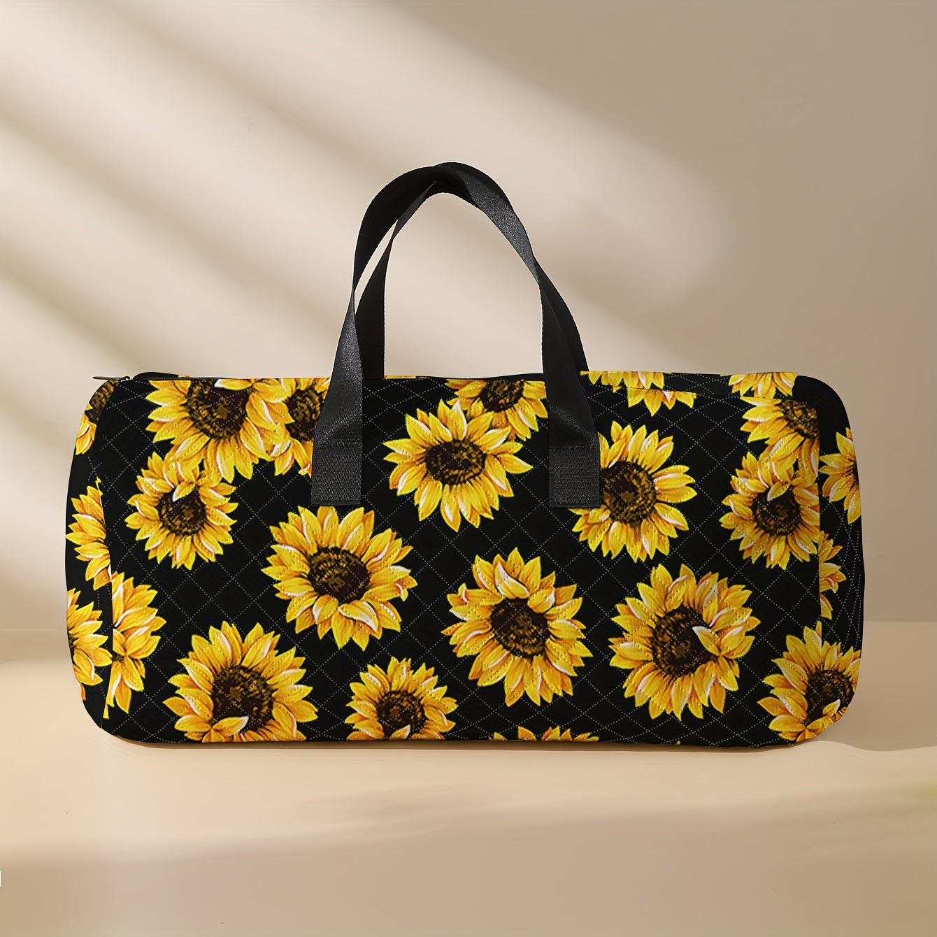 1pc Large Capacity Travel Tote Bag, Sunflower Pattern Print Fashionable Crossbody Bag, Tote Bag With Shoe Compartment, Portable Overnight Luggage Bag, Suitable For Gym, Yoga