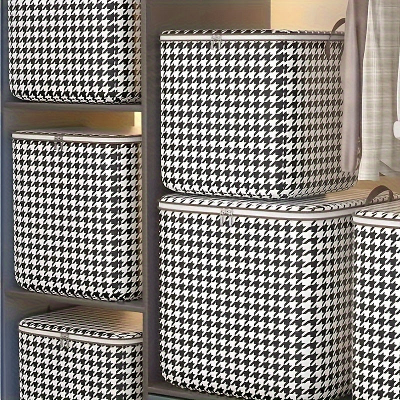 Houndstooth Storage Boxes, Clothes Blanket Storage Bags, Storage Containers With Handles, Closet Organizers