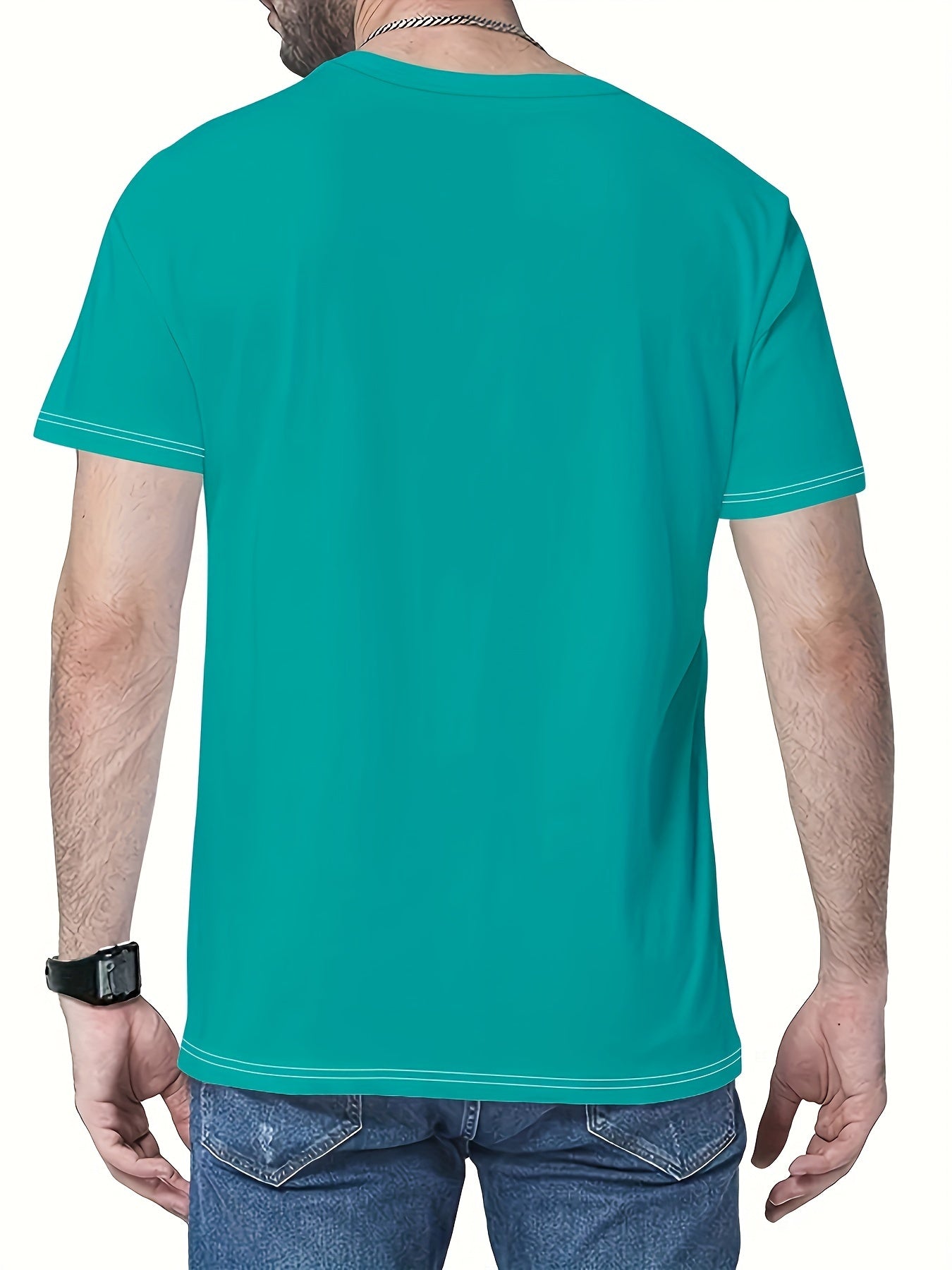 Color Block Men's Casual Short Sleeve Crew Neck T-shirt, Summer Outdoor Leisure