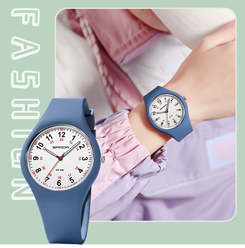 Sanda Women's Elegant Quartz Watch - Luminous, with Silicone Band, Sporty Round Analog Display