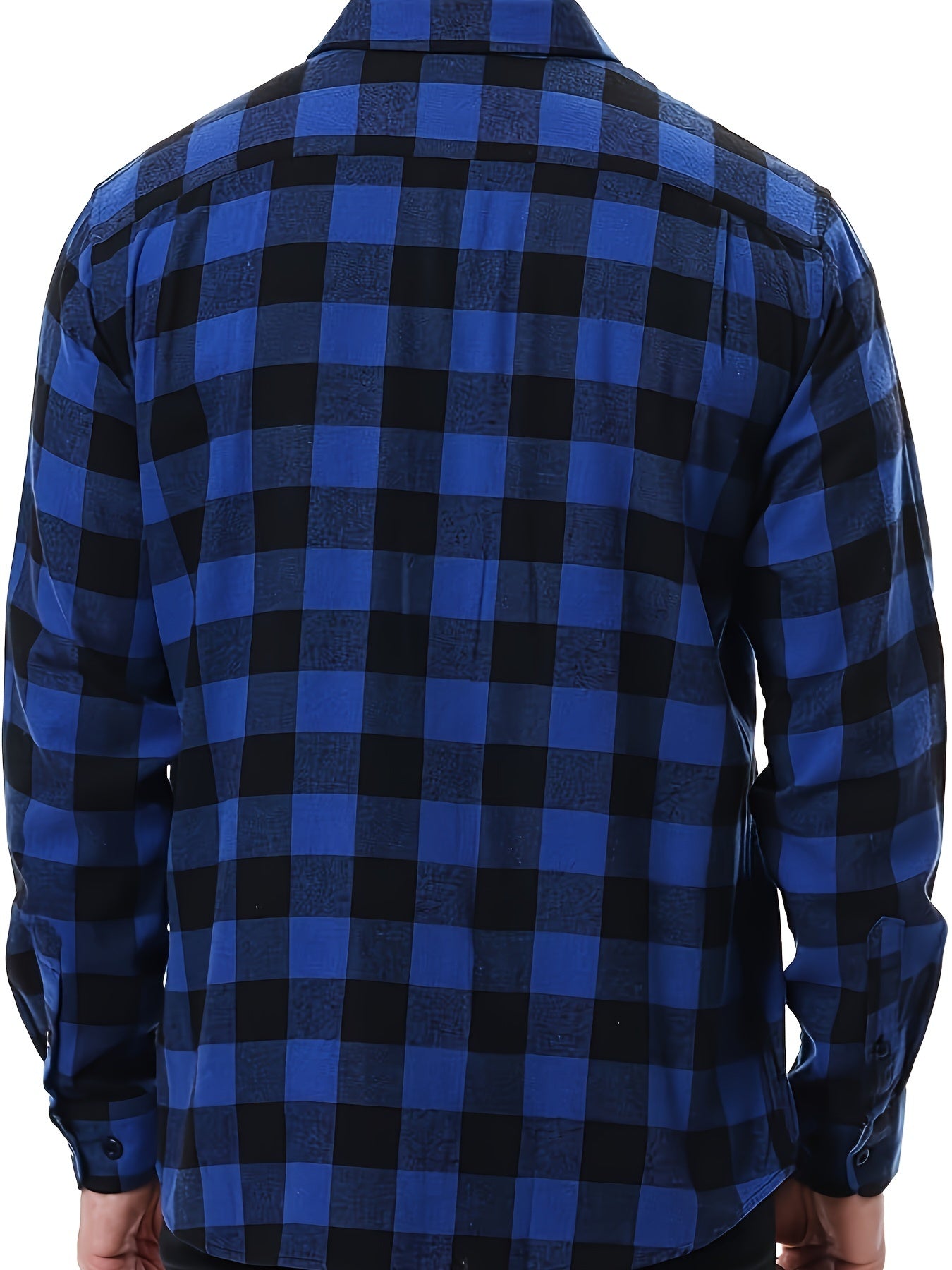 Men's Lapel Long Sleeve Plaid Shirt For Spring/ Fall