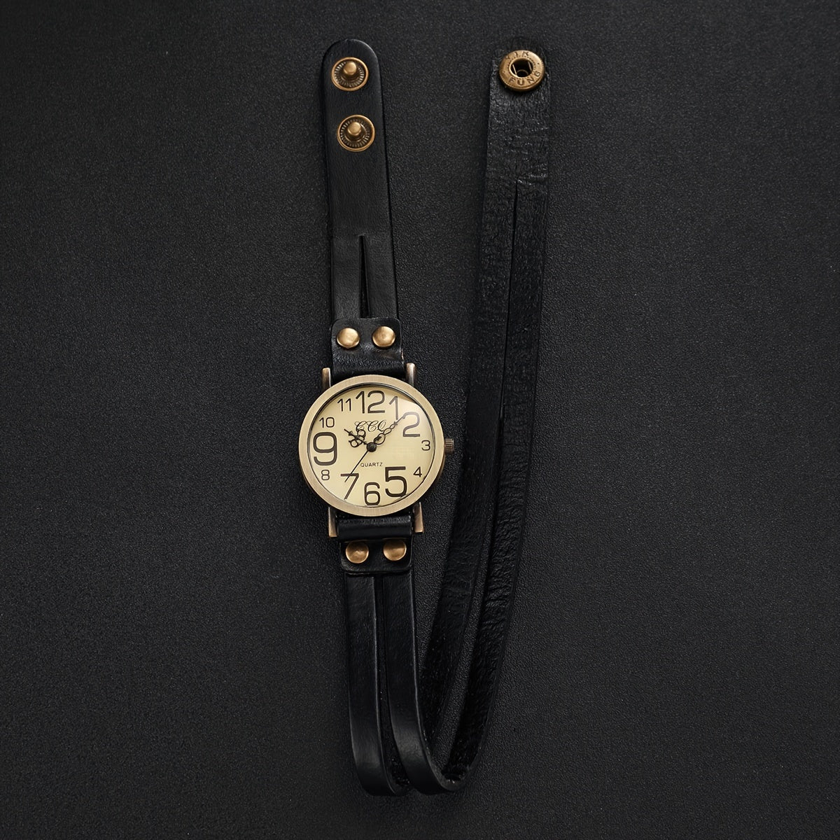 Chic Women's Vintage-Inspired Quartz Watch with Round Dial & Faux Leather Strap - 1pc Set