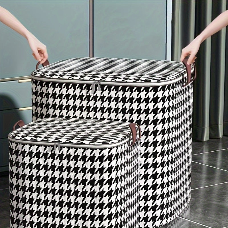 Houndstooth Storage Boxes, Clothes Blanket Storage Bags, Storage Containers With Handles, Closet Organizers