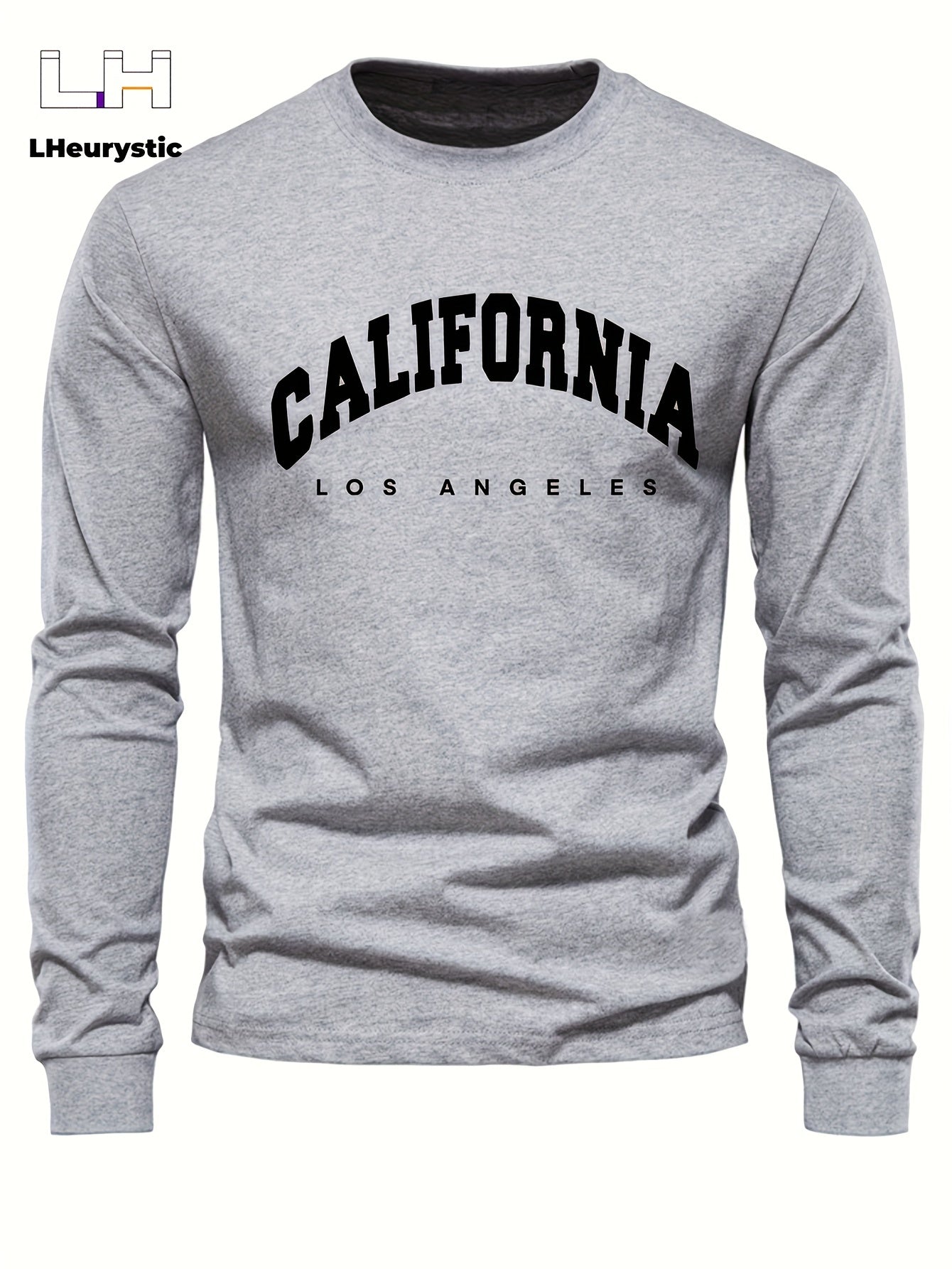 LA California Print Tee Shirt, Tees For Men, Casual Long Sleeve T-shirt