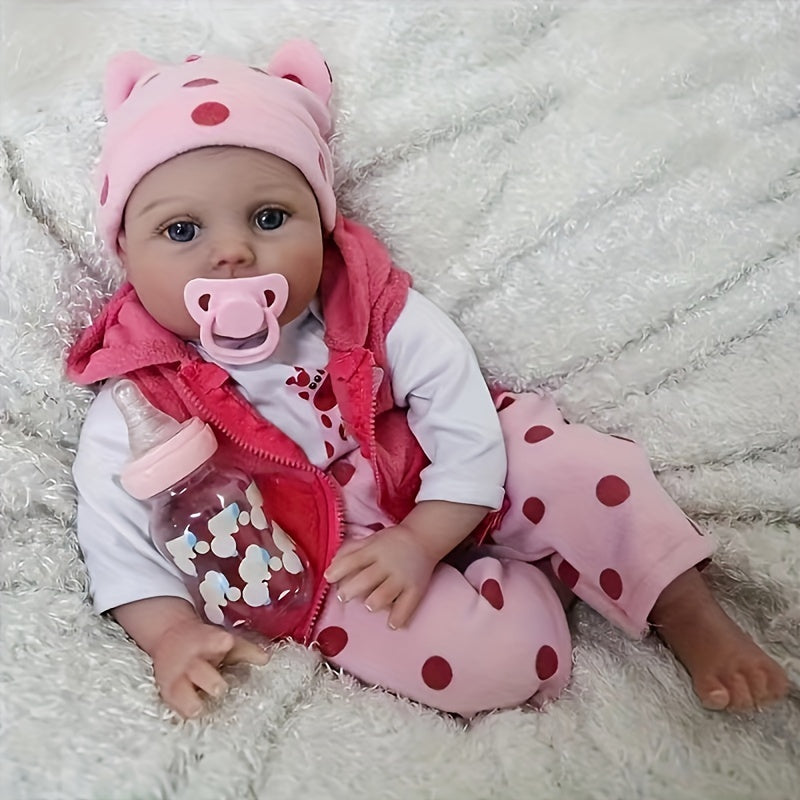 Love me doll 22 Inch Lifelike Reborn Baby Dolls, Newborn Girl Doll With Realistic Veins, Handmade Vinyl With Weighted Cloth Body, Advanced Painted Gift Set For Kids Age 3+