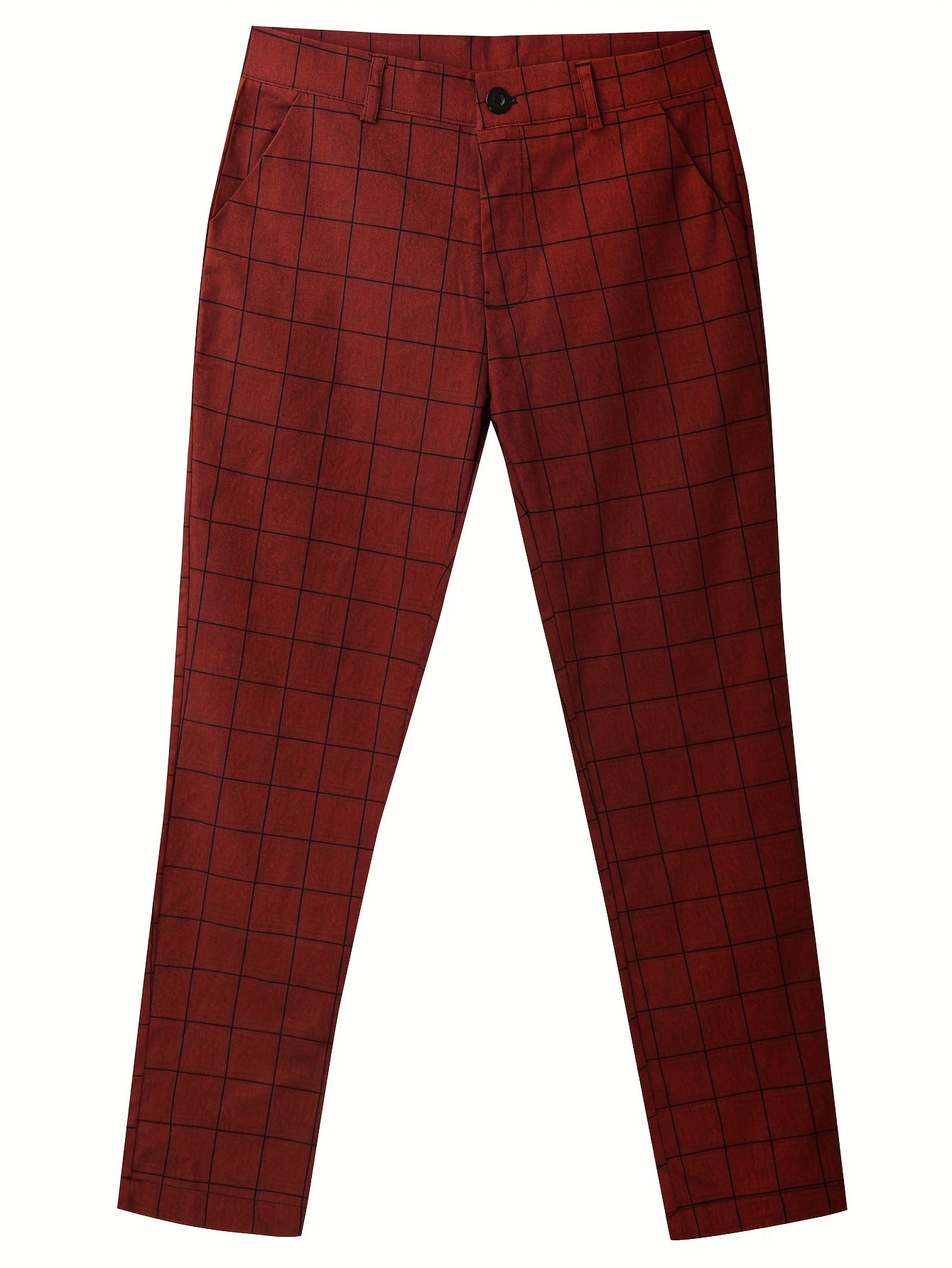 Elegant Plaid Slacks, Men's Casual Vintage Style Dress Pants For Business Banquet