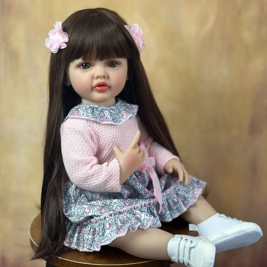 21.65inch 22 Lifelike Reborn Baby Doll - Soft Silicone Body, Long Hair Princess, Perfect Birthday Gift For Toddlers!, Christmas/Halloween Gifts Halloween/Thanksgiving Day/Christmas gift Easter Gift