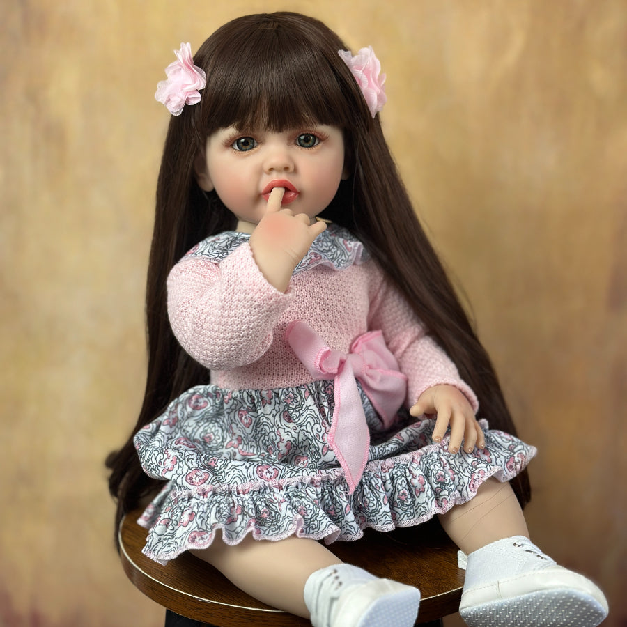 21.65inch 22 Lifelike Reborn Baby Doll - Soft Silicone Body, Long Hair Princess, Perfect Birthday Gift For Toddlers!, Christmas/Halloween Gifts Halloween/Thanksgiving Day/Christmas gift Easter Gift