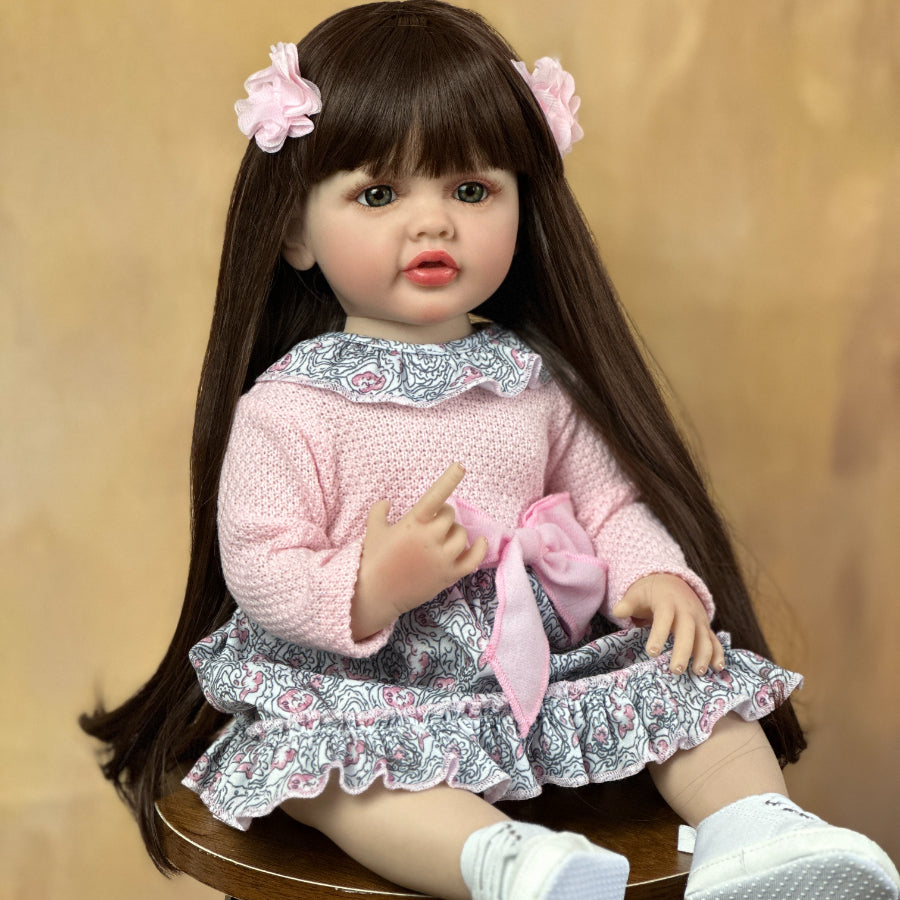 21.65inch 22 Lifelike Reborn Baby Doll - Soft Silicone Body, Long Hair Princess, Perfect Birthday Gift For Toddlers!, Christmas/Halloween Gifts Halloween/Thanksgiving Day/Christmas gift Easter Gift