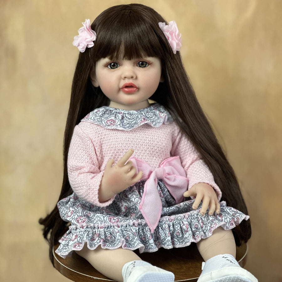 21.65inch 22 Lifelike Reborn Baby Doll - Soft Silicone Body, Long Hair Princess, Perfect Birthday Gift For Toddlers!, Christmas/Halloween Gifts Halloween/Thanksgiving Day/Christmas gift Easter Gift