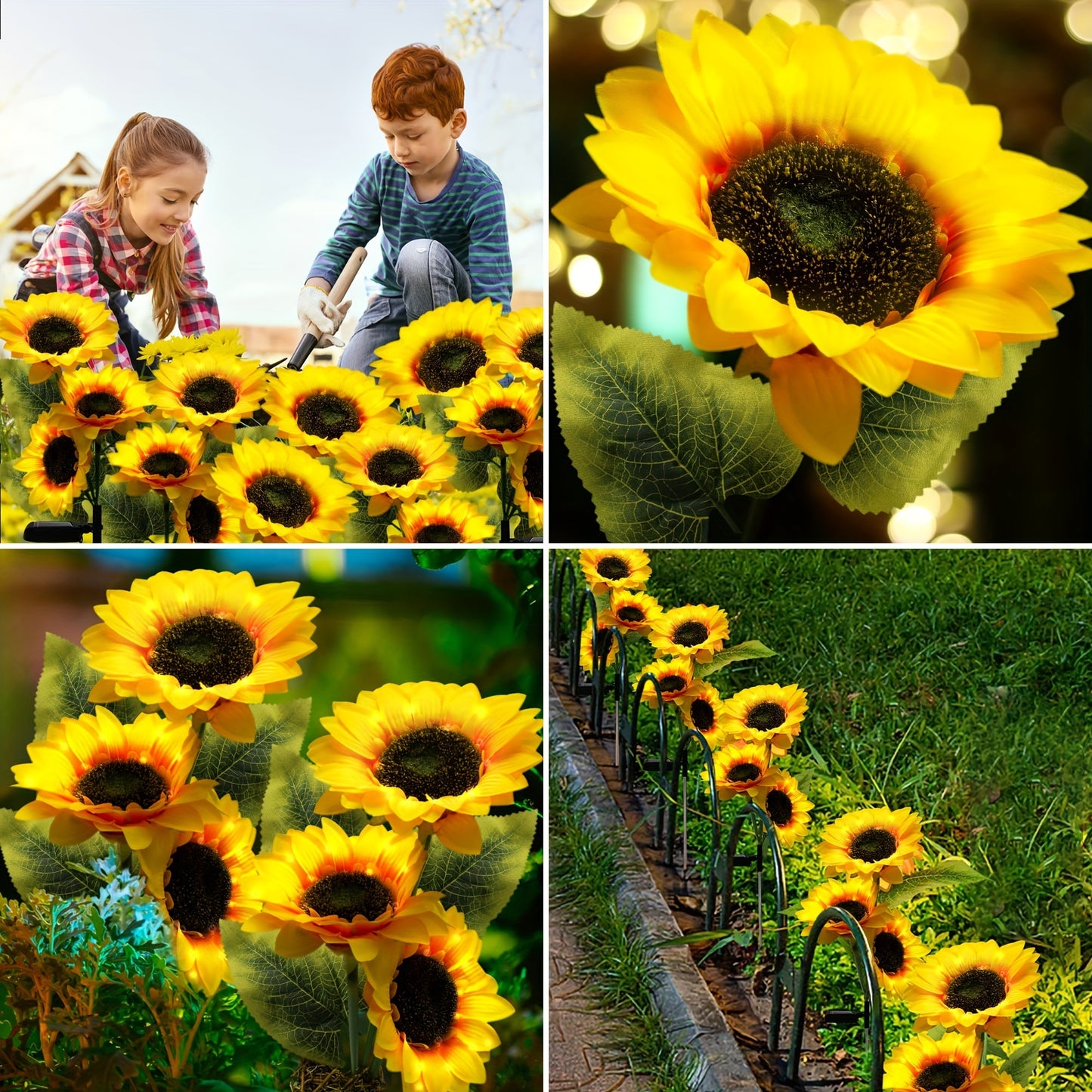 2 Packs Sunflower Solar Lights Outdoor Decor, With 3 LED Sunflower Yellow Flower Lights, Decorative For Patio Lawn Garden Yard Pathway Decoration