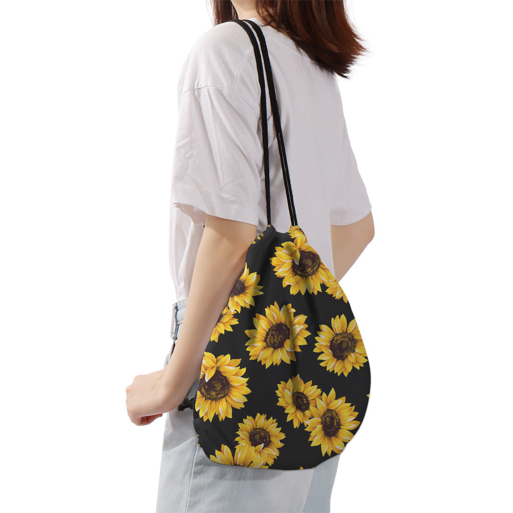 Sunflower Drawstring Backpack - Stylish Unisex Bag for Everyday Use