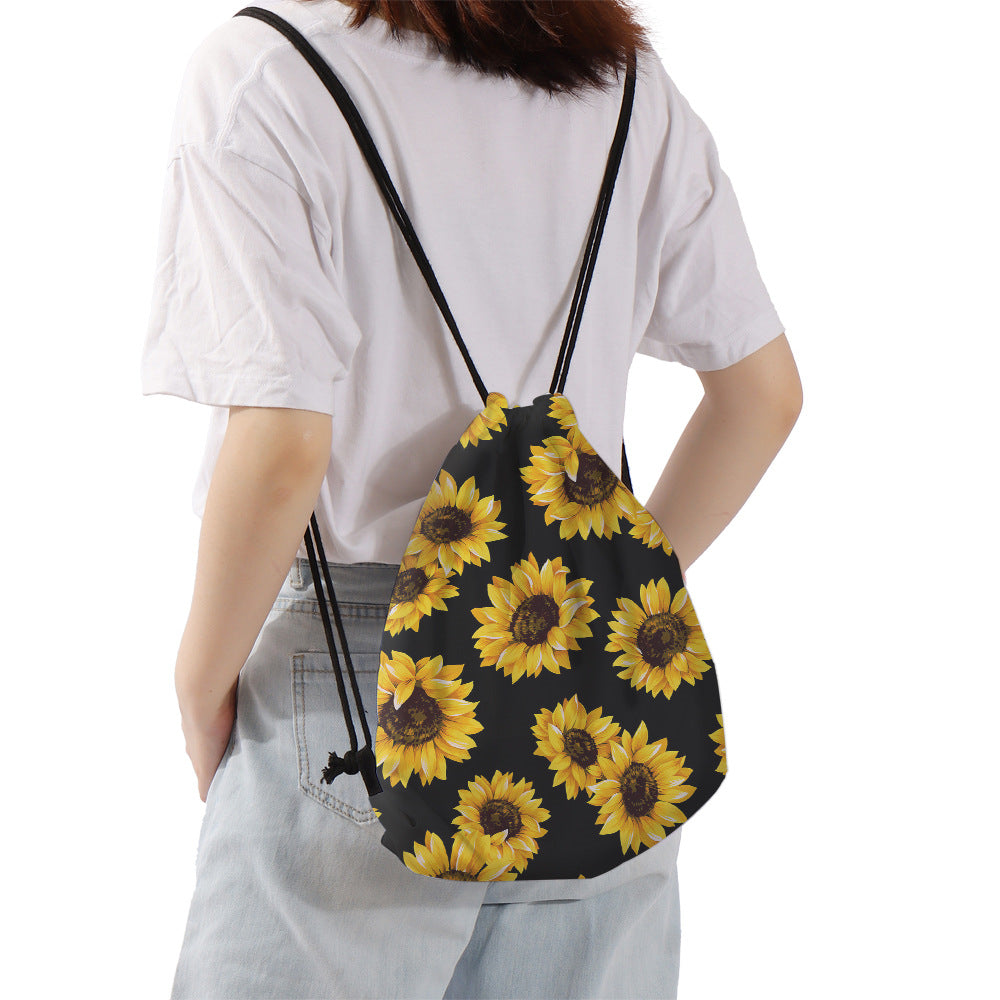 Sunflower Drawstring Backpack - Stylish Unisex Bag for Everyday Use