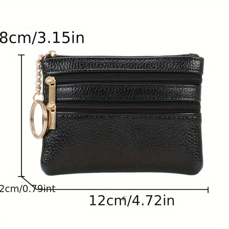 Women's Simple Mini Coin Purse, Zipper Faux Leather Clutch Purse, Portable Keychain Bag