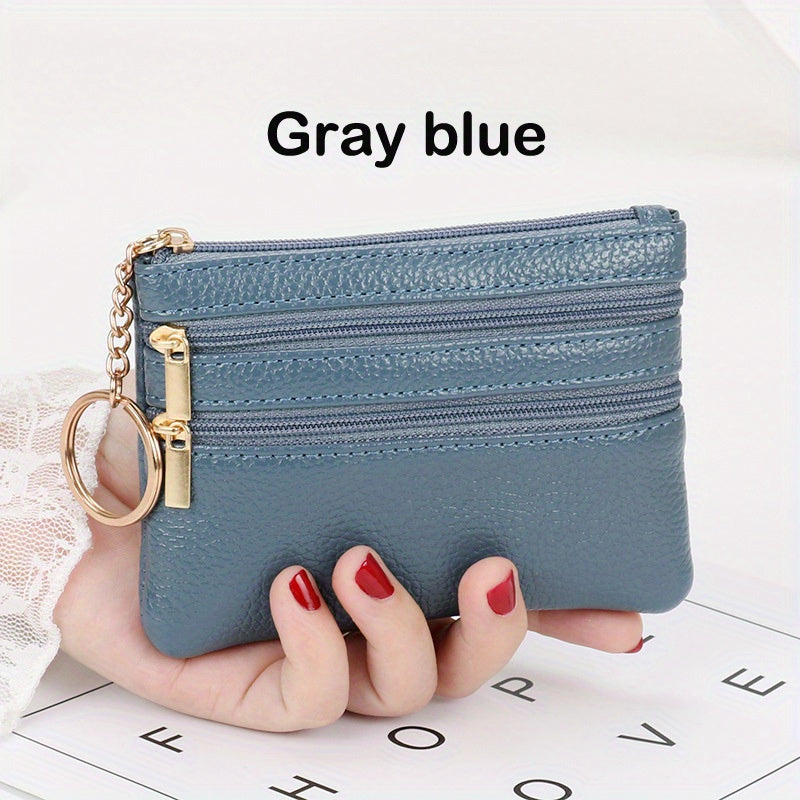 Women's Simple Mini Coin Purse, Zipper Faux Leather Clutch Purse, Portable Keychain Bag