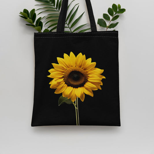 1pc Sunflower Pattern Canvas Tote Bag, Casual Large Capacity Shoulder Bag, Perfect Shopping Bag, Handbag