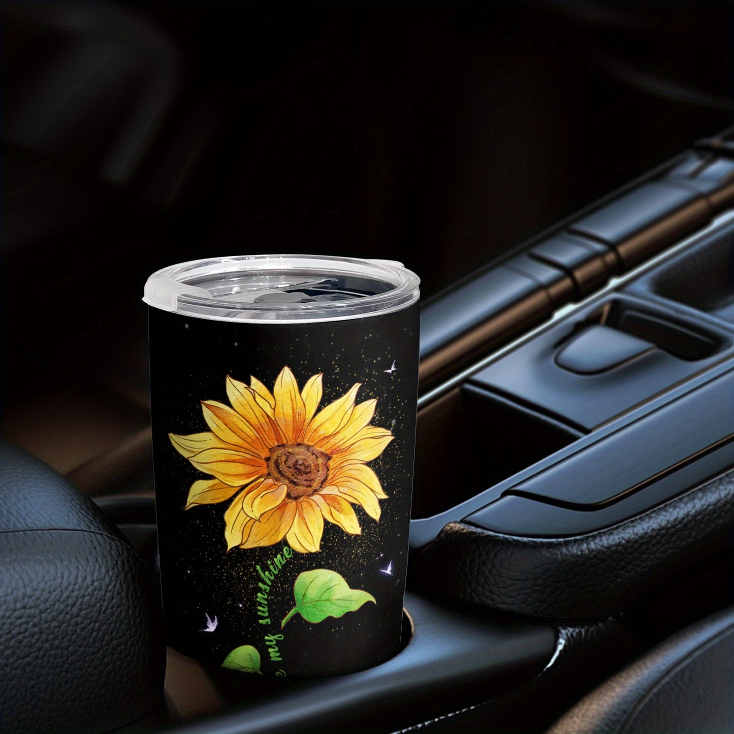 1pc Sunflower Tumbler, 20oz Stainless Steel Mug With Lid, Double Wall Water Cup Travel Mug, Gifts For Women