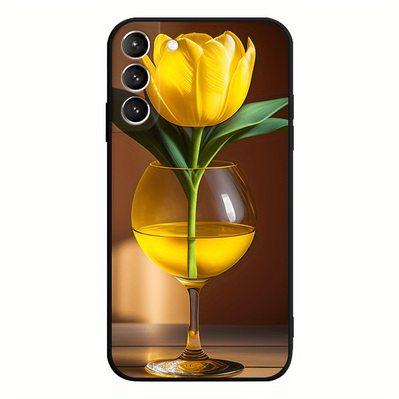 Yellow Rose Case For Samsung S10 S20 S21 S22 S23 + Ultra S20 S21 S23FE A73 A72 A71 A53 A52S A51 A50S A42 A33 A32 A31 A30S A23 A21S A20S A13 A12 A11 A10S A03S A02S A01 Shockproof Case For Galaxy Note 10 10+ 10 Lite Anit-Fall C