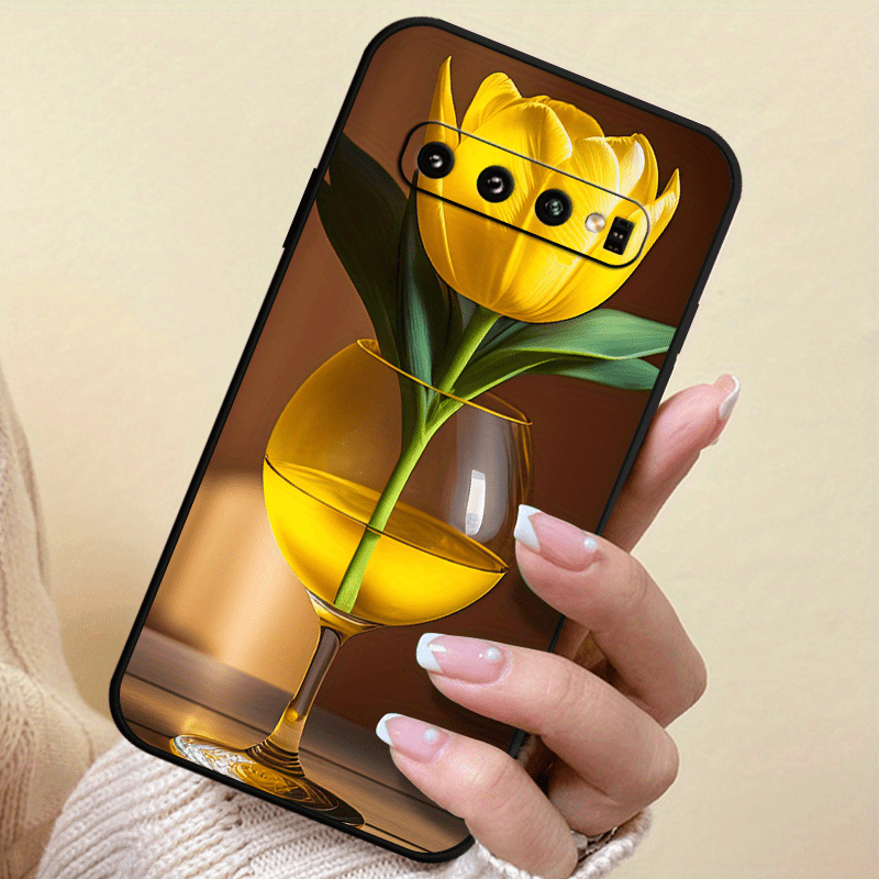 Yellow Rose Case For Samsung S10 S20 S21 S22 S23 + Ultra S20 S21 S23FE A73 A72 A71 A53 A52S A51 A50S A42 A33 A32 A31 A30S A23 A21S A20S A13 A12 A11 A10S A03S A02S A01 Shockproof Case For Galaxy Note 10 10+ 10 Lite Anit-Fall C