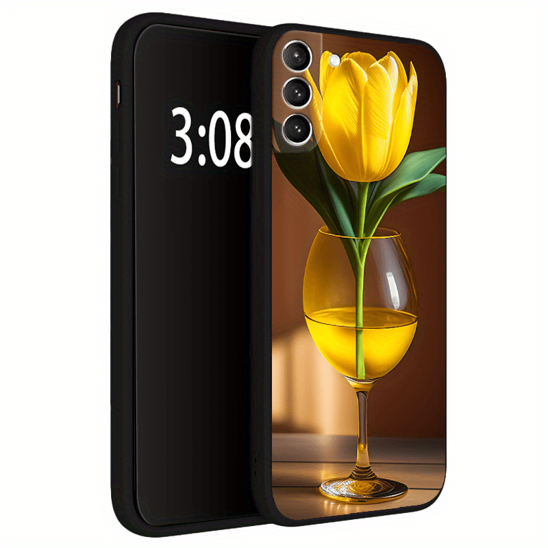 Yellow Rose Case For Samsung S10 S20 S21 S22 S23 + Ultra S20 S21 S23FE A73 A72 A71 A53 A52S A51 A50S A42 A33 A32 A31 A30S A23 A21S A20S A13 A12 A11 A10S A03S A02S A01 Shockproof Case For Galaxy Note 10 10+ 10 Lite Anit-Fall C