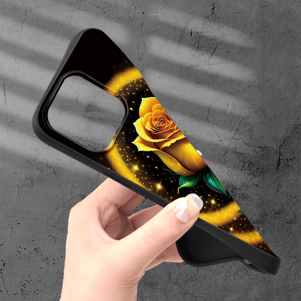 Golden Yellow Rose Flower Printed Phone Case For IPHONE 15 14 13 12 11 XS XR X 7 8 Plus Pro Max Mini