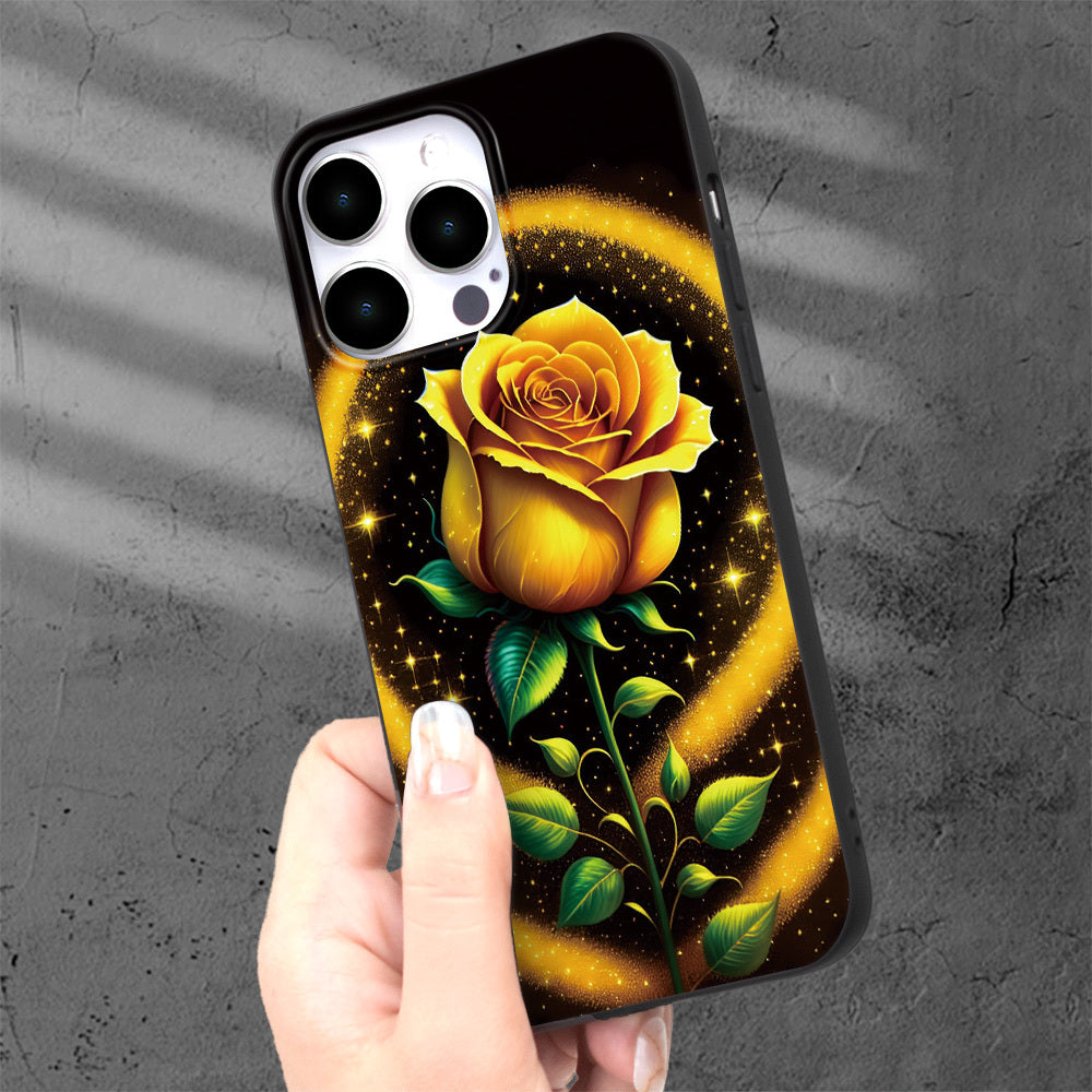 Golden Yellow Rose Flower Printed Phone Case For IPHONE 15 14 13 12 11 XS XR X 7 8 Plus Pro Max Mini