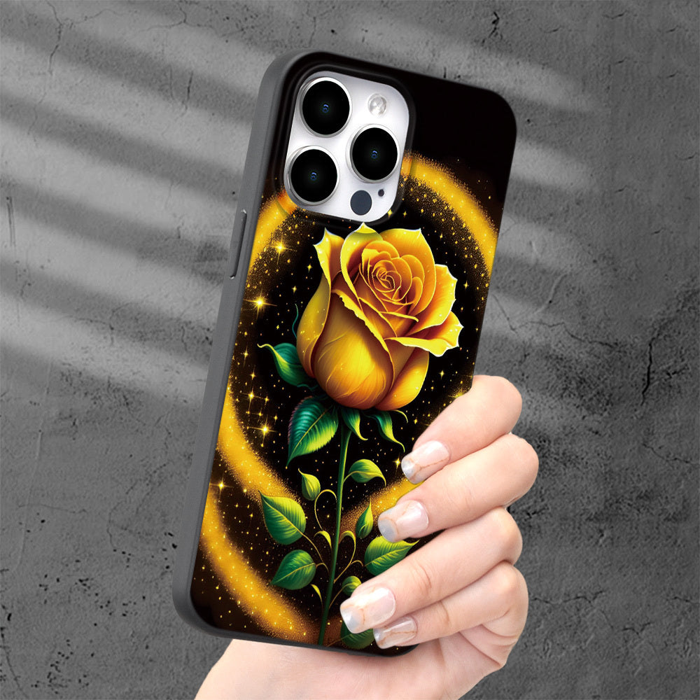 Golden Yellow Rose Flower Printed Phone Case For IPHONE 15 14 13 12 11 XS XR X 7 8 Plus Pro Max Mini