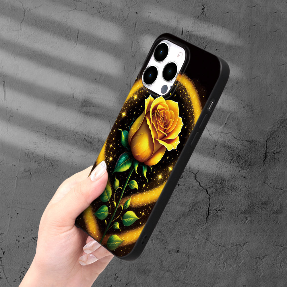 Golden Yellow Rose Flower Printed Phone Case For IPHONE 15 14 13 12 11 XS XR X 7 8 Plus Pro Max Mini