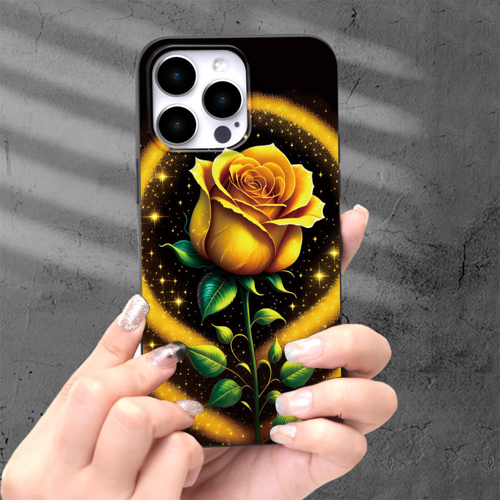 Golden Yellow Rose Flower Printed Phone Case For IPHONE 15 14 13 12 11 XS XR X 7 8 Plus Pro Max Mini