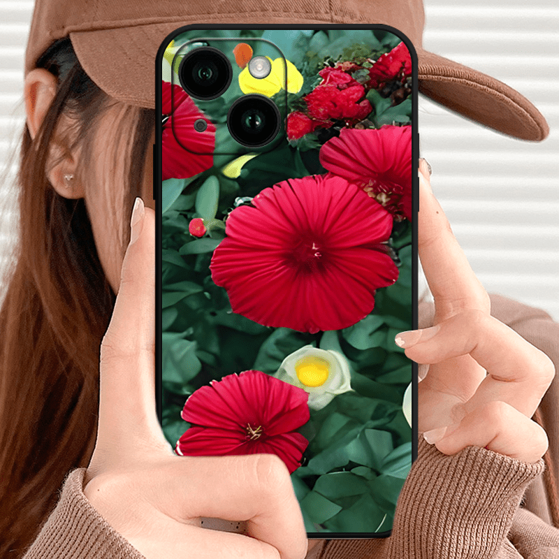 Cute Flower TPU Anti-slip Anti-fingerprint Phone Case For iPhone 15/14/13/12/11 Pro Plus Max/XS Max/X/XR/8/7/6/6S/SE/2020/2022/12/13/14 Plus Mini