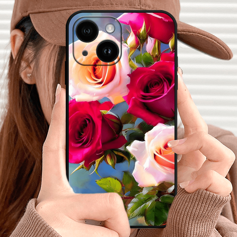 Cute Flower pattern TPU Anti-slip Anti-fingerprint Phone Case For IPhone 15/14/13/12/11/XS/XR/X/8/7/6S/Mini/Plus/Pro Max/SE