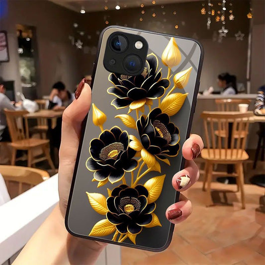 Fashion Flower Phone Case Glass Back Cover For IPhone 15 Pro Max 15 Plus For IPhone 14 Pro Max 14 Plus 13 Pro Max 12 Pro Max 11 Pro Max