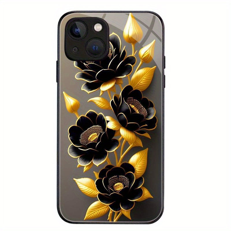 Fashion Flower Phone Case Glass Back Cover For IPhone 15 Pro Max 15 Plus For IPhone 14 Pro Max 14 Plus 13 Pro Max 12 Pro Max 11 Pro Max