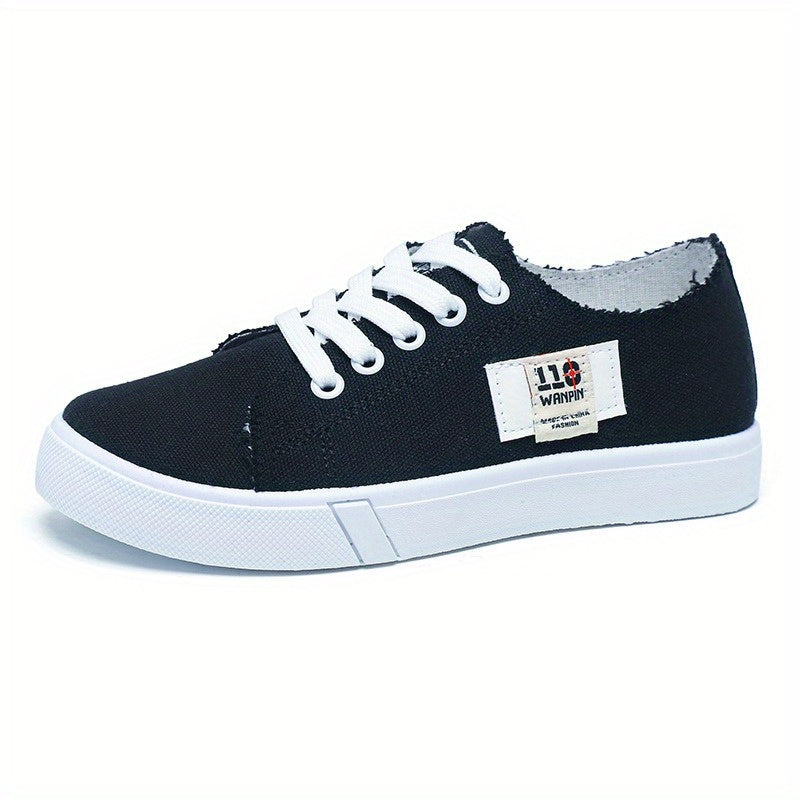 Women's Simple Flat Canvas Shoes, Casual Lace Up Outdoor Shoes, Comfortable Low Top Sport Shoes