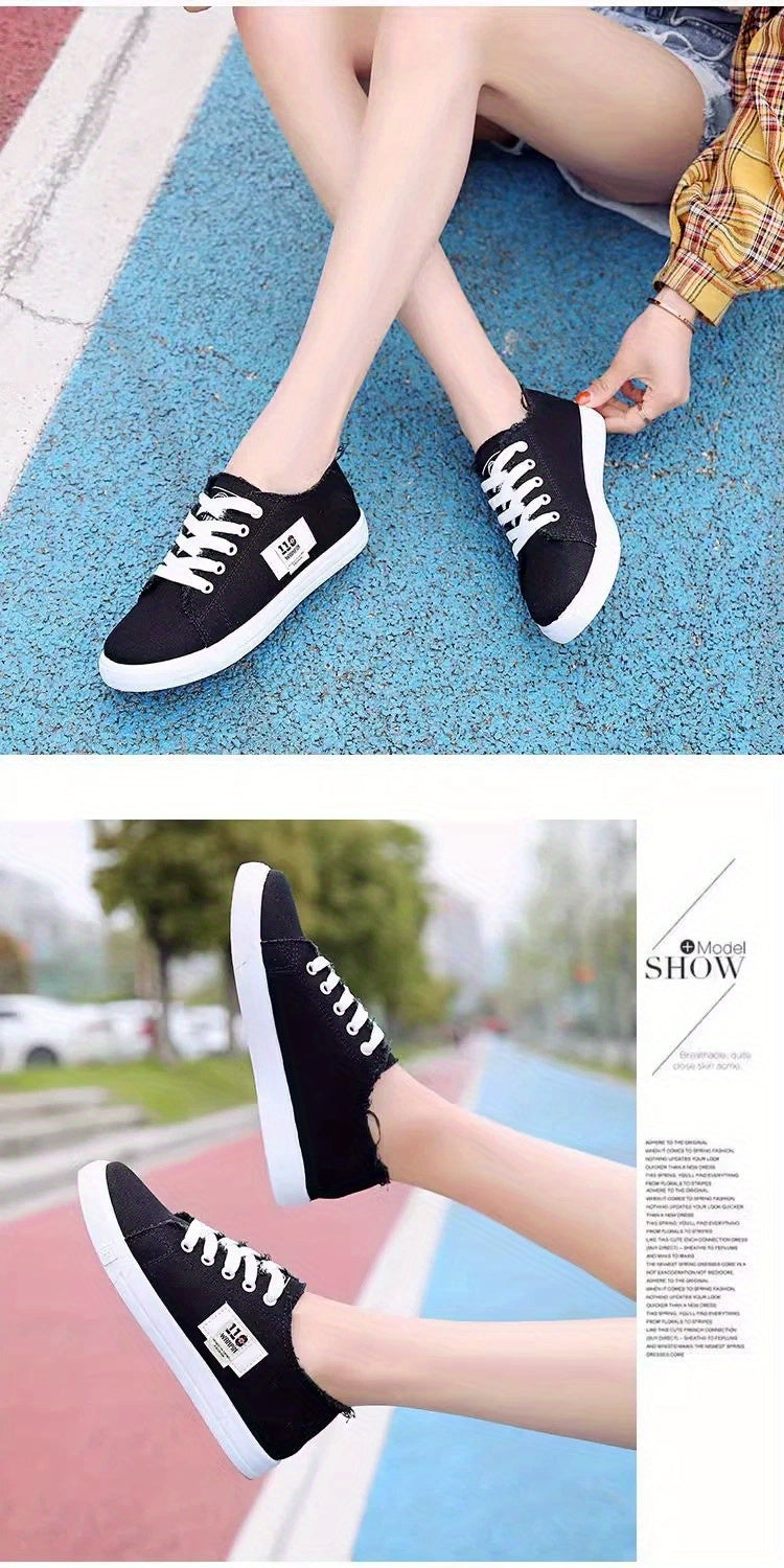 Women's Classic Canvas Shoes, Casual Lace Up Outdoor Shoes, Comfortable Low Top Sneakers