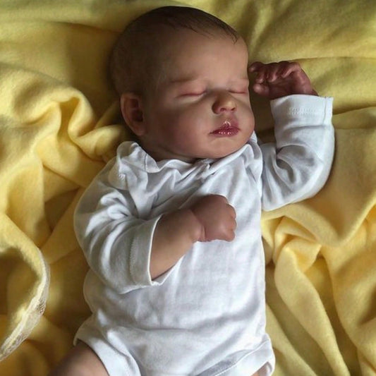 BZDOLL 50cm 20inch Soft Silicone Reborn Sleeping Baby Doll Boy Toy With 3D-Paint Skin And Vein Cloth Body Girl Realistic Handmade Asleep Newborn Bebe Art Toy