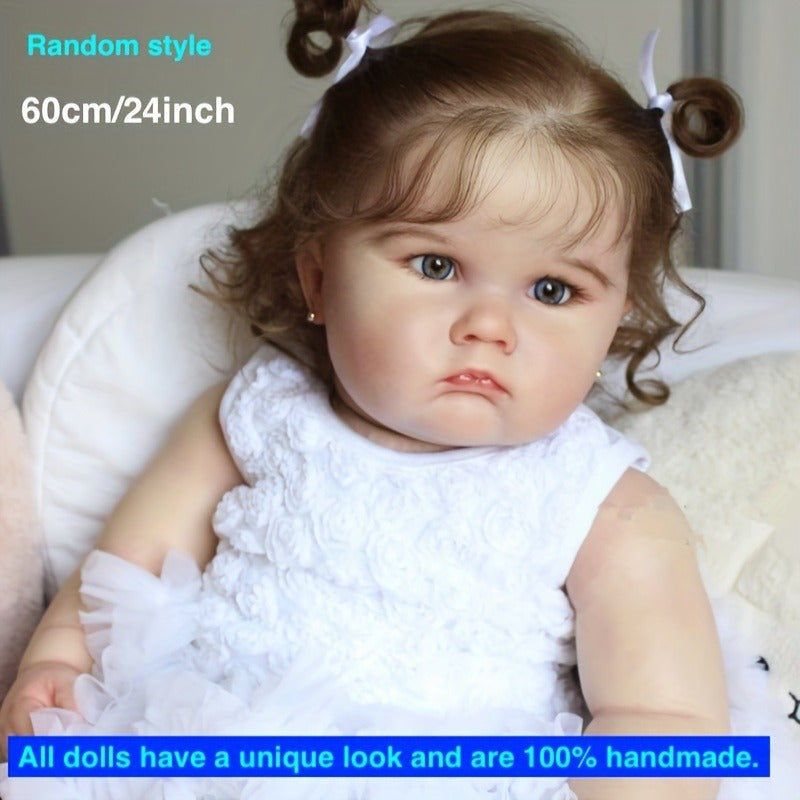 60cm/24inch 3D-Paint Skin And Vascular Vein Doll Toy, Realistic Soft Silicone Reborn Doll Christmas Halloween Gift