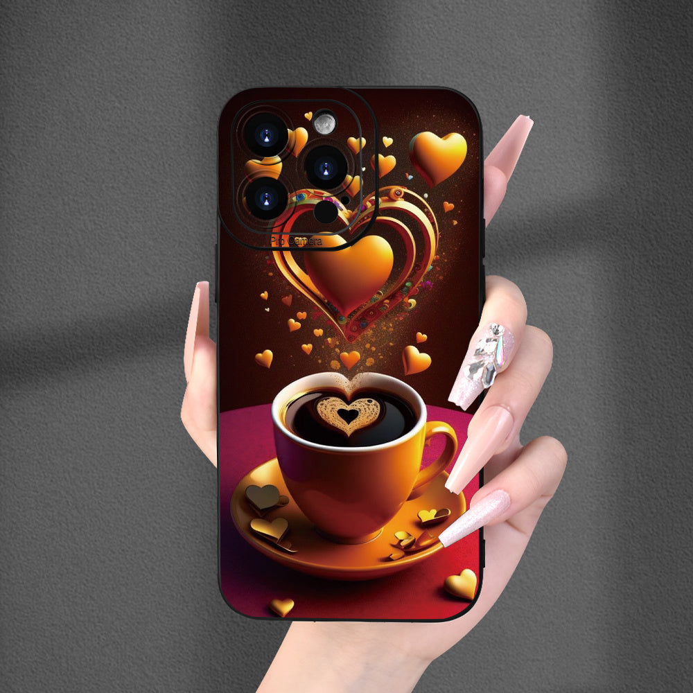 Creative Coffee Design TPU Soft Protective Case for iPhone 7/8/X/XS/XR/11/12/13/14/15 Plus Pro Max Mini - Shockproof Slim Fashionable Cover Perfect for Gifting to Girlfriend, Boyfriend, Girls, Women, Boys, Men, Husband, Wife,