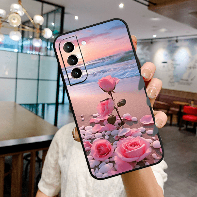 Rose TPU Soft Matte Case For Samsung S10 S20 S21 S22 S23 S24 Note 10 20 FE Lite + Ultra A35 A55 A05 A05S A73 A72 A71 A53 A52S A51 A50S A42 A33 A32 A31 A30S A23 A21S A20S A13 A12 A11 A10S A03S A02S A01 A14 A34 A24 A54 A04E Cor