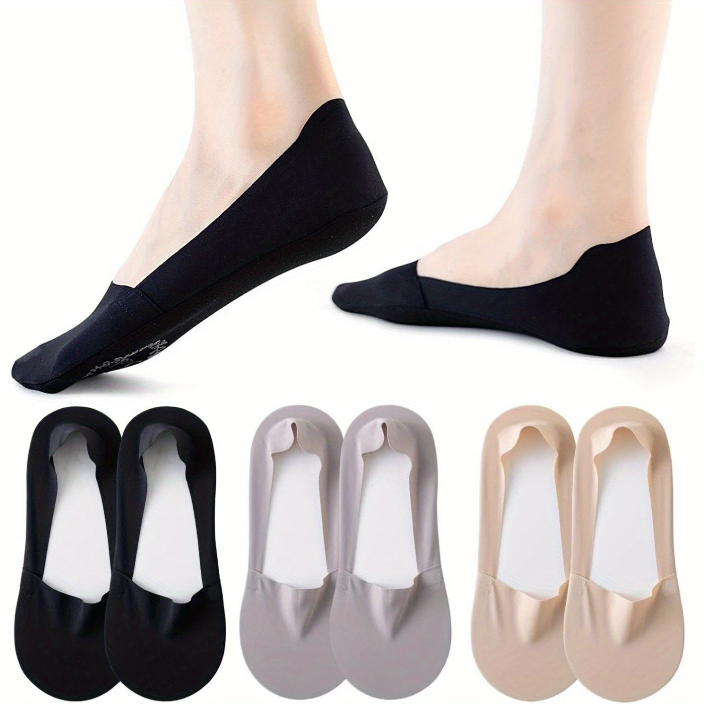 No Show Socks Womens 5-8 Pairs Low Cut Liner Non Slip Socks for Women Footies Invisible Socks for Flat Boat