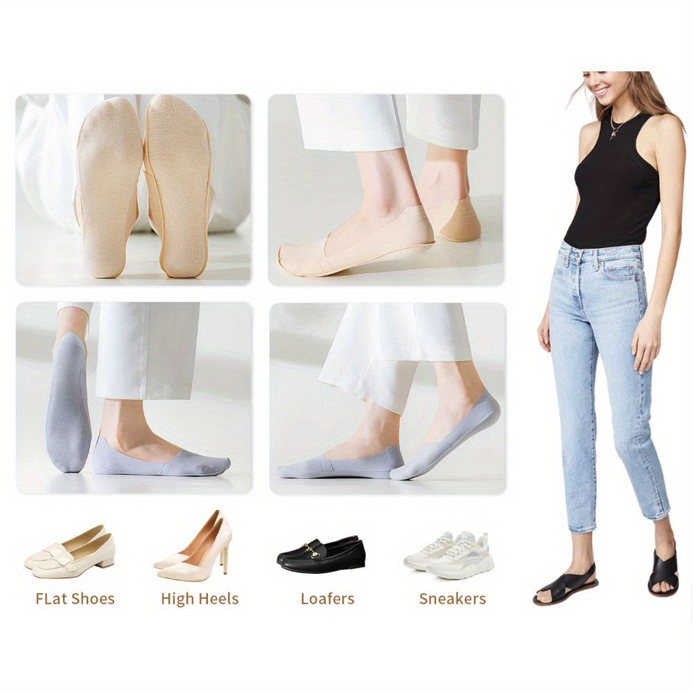 No Show Socks Womens 5-8 Pairs Low Cut Liner Non Slip Socks for Women Footies Invisible Socks for Flat Boat