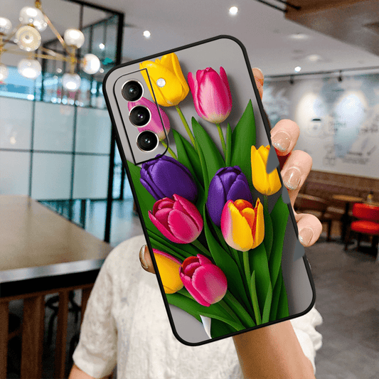 Tulips TPU Soft Matte Case For Samsung S10 S20 S21 S22 S23 S24 Note 10 20 FE Lite + Ultra A35 A55 A05 A05S A73 A72 A71 A53 A52S A51 A50S A42 A33 A32 A31 A30S A23 A21S A20S A13 A12 A11 A10S A03S A02S A01 A14 A34 A24 A54 A04E C