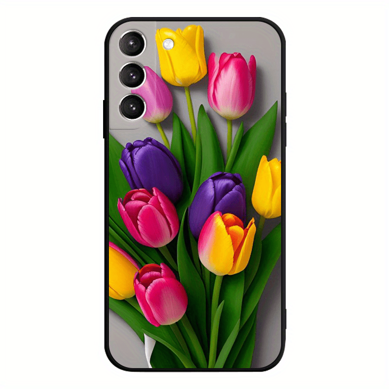 Tulips TPU Soft Matte Case For Samsung S10 S20 S21 S22 S23 S24 Note 10 20 FE Lite + Ultra A35 A55 A05 A05S A73 A72 A71 A53 A52S A51 A50S A42 A33 A32 A31 A30S A23 A21S A20S A13 A12 A11 A10S A03S A02S A01 A14 A34 A24 A54 A04E C