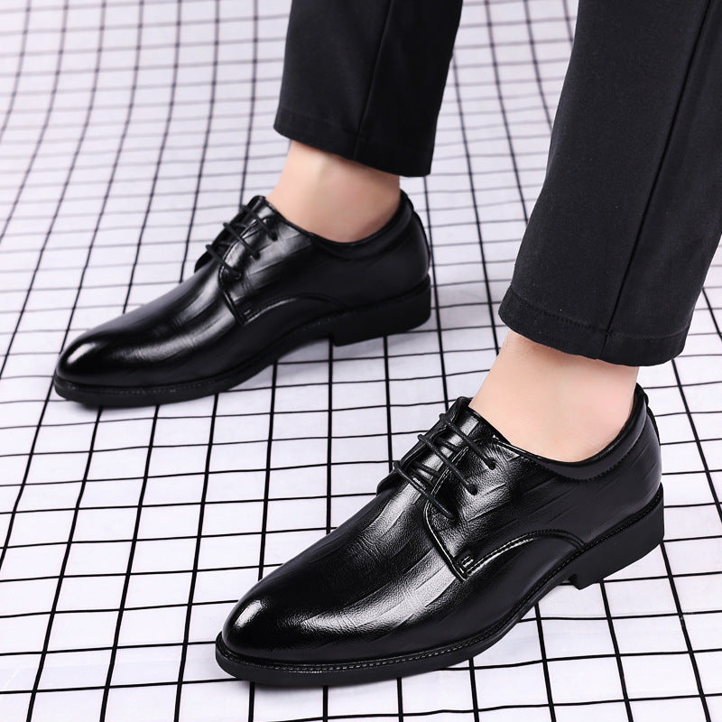 Plus Size Men's Solid Color Plain Toe Derby Shoes, Comfy Non Slip Rubber Sole Lace Up Durable Dress Shoes, Men's Footwear