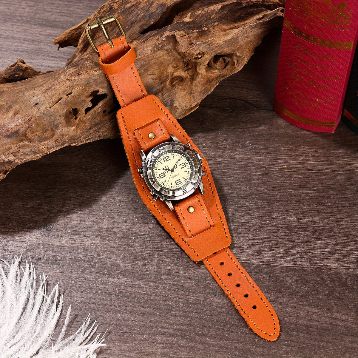 Retro Artificial Leather Watch Bracelet, Versatile And Fashionable For Men And Women, Hip-hop Bracelet Watch Gift