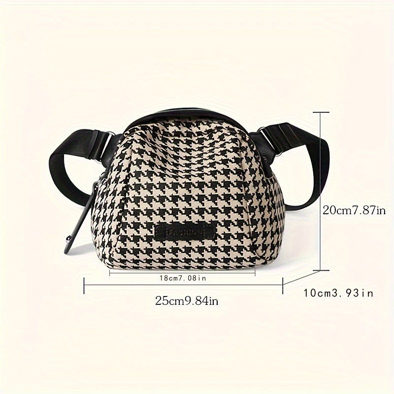 Houndstooth Crossbody Bag, Shoulder Bag