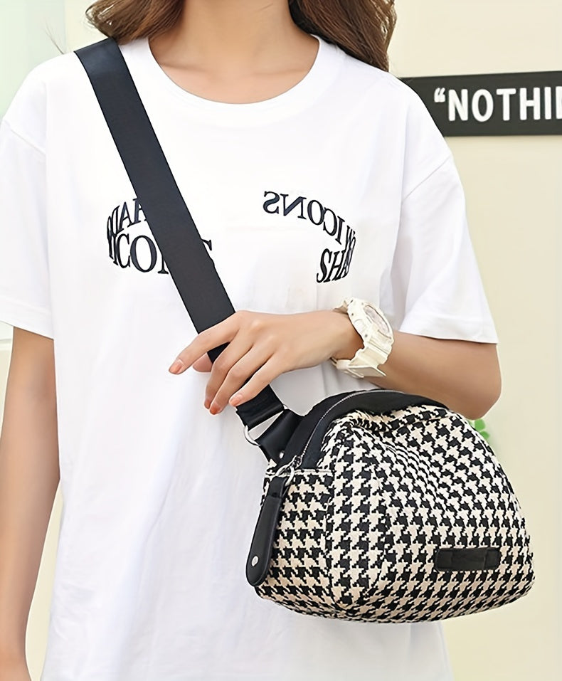 Houndstooth Crossbody Bag, Shoulder Bag